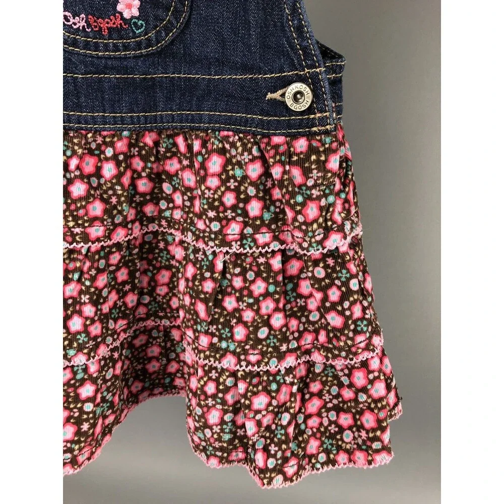 Oshkosh B’gosh Toddler Girl 24 Mo Vestbak Tiered Dress Floral VINTAGE Brown Pink